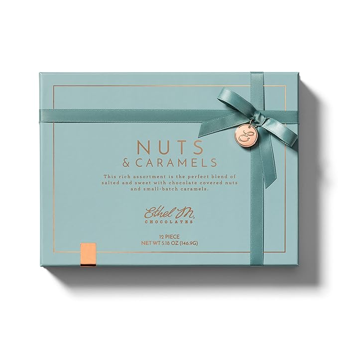 Ethel M Chocolates 12-Piece The Nuts &amp Caramels Collection Premium Milk and Dark Chocolate Assortment Gift Box great for Summer