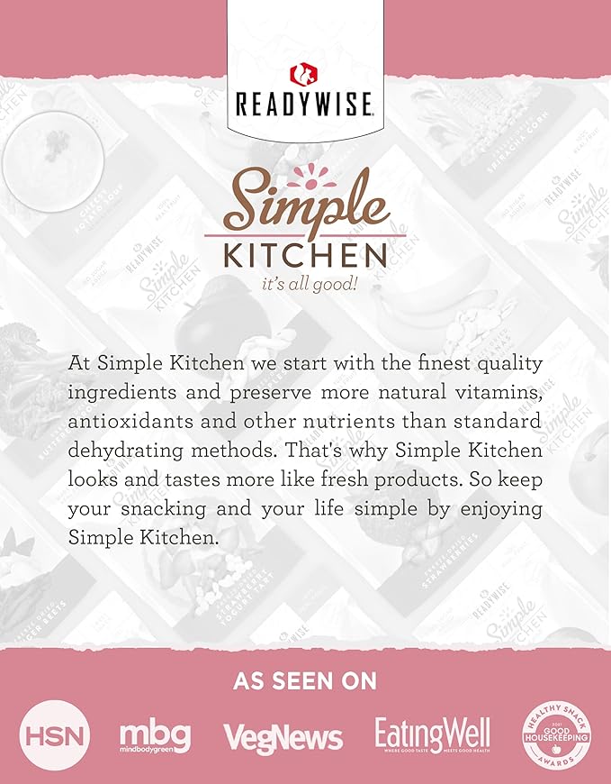 READYWISE - Simple Kitchen Freeze-Dried Strawberries &amp Bananas 24 Servings 6 Pack Vegetarian Gluten Free Snacks Strawberries Banana Dried Fruit Pre Workout Healthy Snacks Survival Food