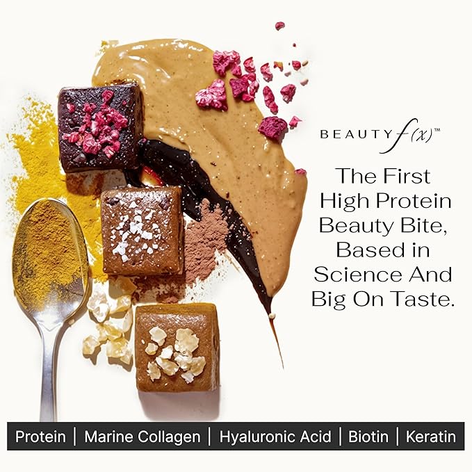 Beauty f(x) Protein Beauty Bites – Collagen Bars – Lemon Ginger Turmeric Collagen Protein Bars for Women – 10g Protein 110 Calories No Added Sugar – Supports Skin Hair and Nails