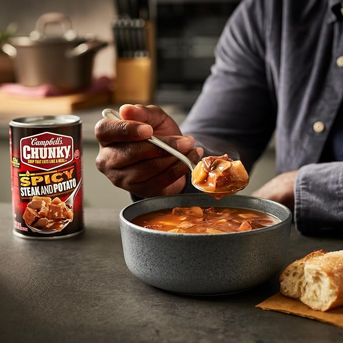 Campbell's Chunky Soup Spicy Steak and Potato Soup 18.8 oz Can (Case of 12)