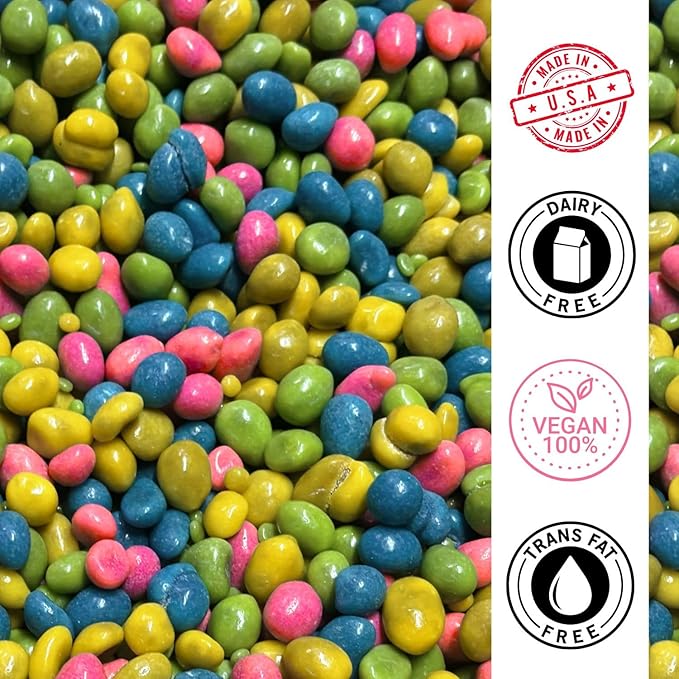 Rainbow Colored Boston Beans Candy Coated Peanuts by It's Delish 3 LBS Jumbo Reusable Container | Candy Coated Peanuts | Easter Candies &amp Party Favors for Birthday Parties Christmas | Vegan Kos