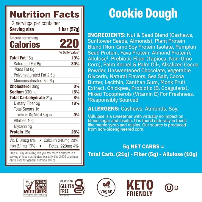 Munk Pack Variety Pack Probiotic Protein Bars | 15g Protein 1g Sugar 5g Net Carbs | Plant-Based High Protein Low Sugar Gut Health Snacks | 12 Pack