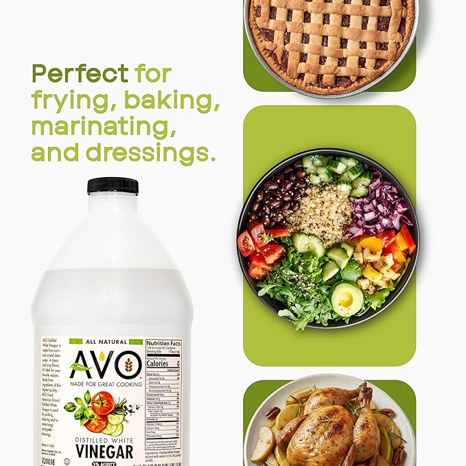 AVO Distilled White Vinegar 1 Gallon (128 oz) - 5% Acidity Pure Natural White Vinegar Gallon
