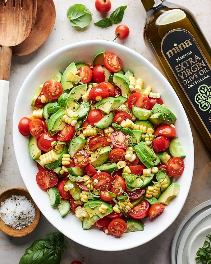 Mina Moroccan Olive Oil Extra Virgin 33.8 Fl Oz New Harvest Polyphenol Rich Olive Oil Single Origin Extra Virgin Olive Oil Cold Extraction Less than 0.2% Acidity 1 L