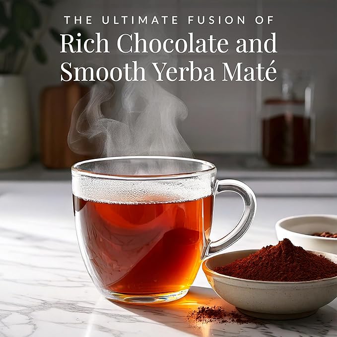 The Republic of Tea – Organic Double Dark Chocolate Maté Naturally Caffeinated Yerba Maté Steeps 36 Cups