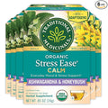 Traditional Medicinals Organic Stress Ease Calm with Adaptogens Ashwagandha &amp Honeybush - Promotes Relaxation - Kosher Non-GMO Caffeine-Free Compostable - 96 Tea Bags (6 Packs of 16)