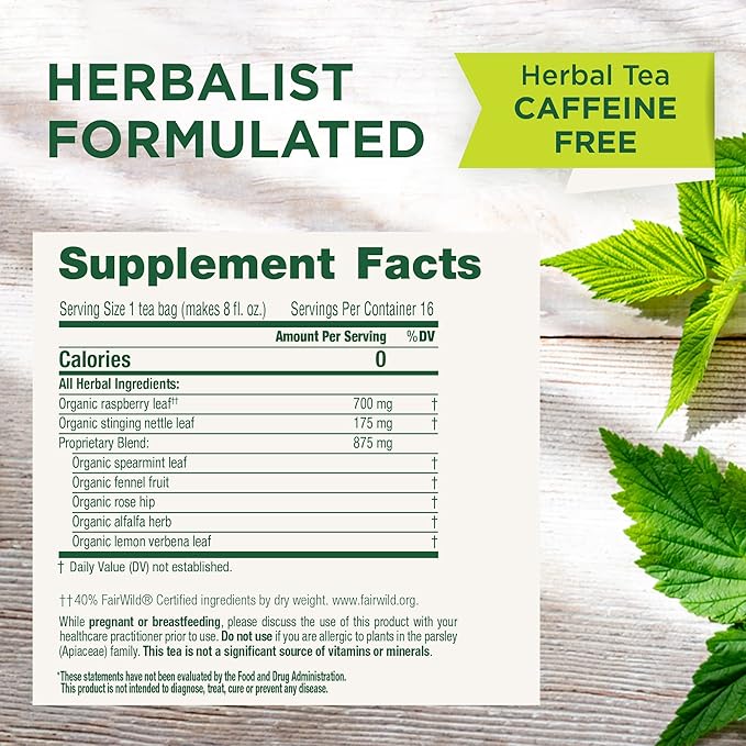 Traditional Medicinals Tea Organic Pregnancy Tea Supports a Healthy Pregnancy Raspberry Leaf Kosher Non-GMO Caffeine-Free Compostable - 96 Tea Bags (6 Pack)