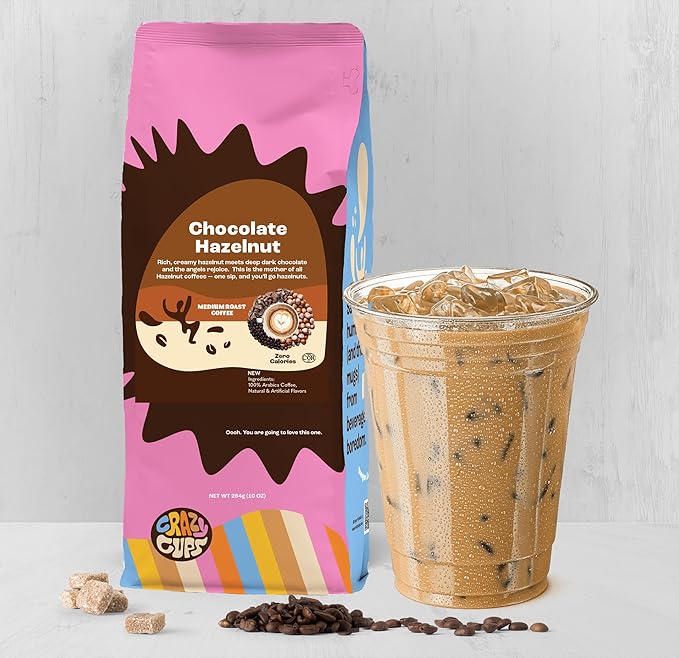 Crazy Cups Hazelnut Ground Coffee Chocolate Hazelnut For Hot Or Iced Coffee Pack of 3