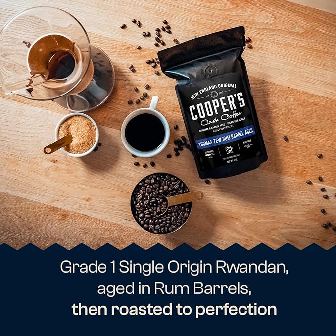 Rum Barrel Aged Coffee Single-Origin Rwandan Beans Aged in Rum Barrels Medium Roast Whole Bean 2 lb