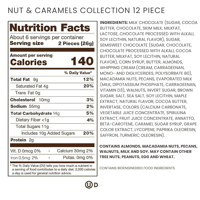 Ethel M Chocolates 12-Piece The Nuts &amp Caramels Collection Premium Milk and Dark Chocolate Assortment Gift Box great for Summer