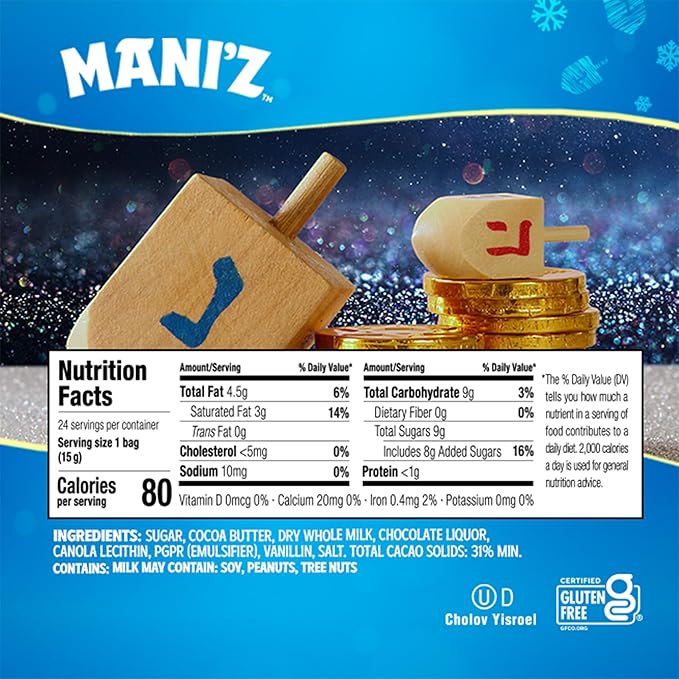 Manischewitz Milk Chocolate Gold Coins Hanukkah Gelt (24 Mesh Bags) Individually Wrapped Perfect for Chanukah | St. Patrick’s Day Chocolate | Gluten Free | Kosher (Cholov Yisroel) | For Holidays | As