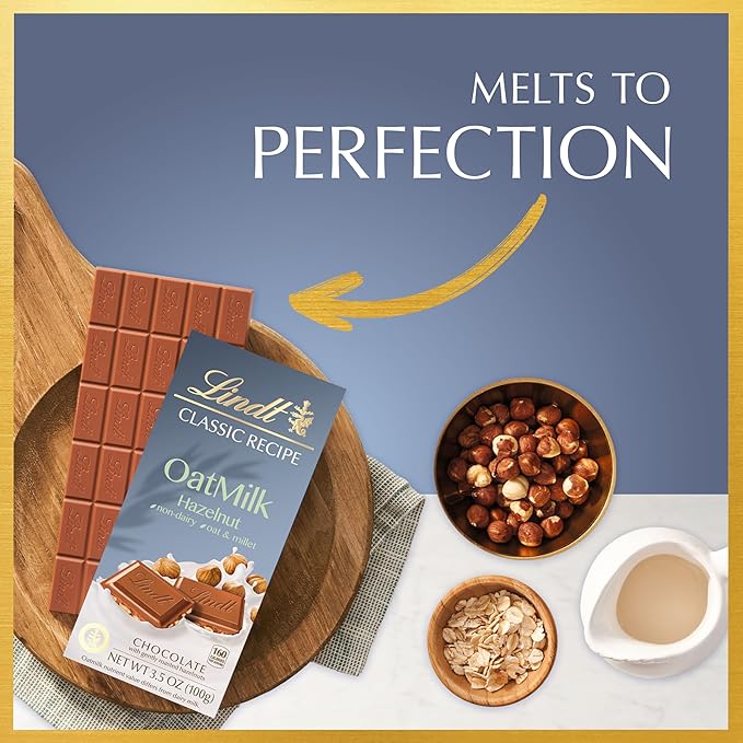 Lindt CLASSIC RECIPE Non-Dairy OatMilk Hazelnut Chocolate Candy Bar 10 Pack 3.5 oz.