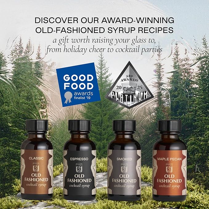 Strongwater Old Fashioned Craft Cocktail Mixer Sample 4 Pack - Makes 16 Cocktails - Handcrafted Old Fashioned Gift Set - Travel-Friendly No Artificial Sweeteners - Just Mix with Bourbon or Whiskey