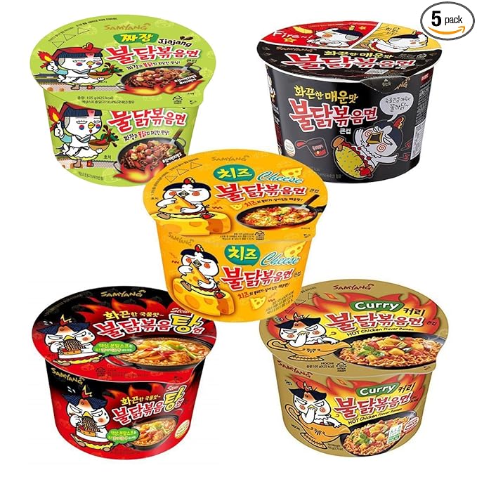 [Samyang] Popular Burakk Stir-Fried Cup Ramen 5 kinds/Bulldark Spicy Chicken Roasted Noodles 105g + Cheese Bulldark Spicy Chicken Roasted Noodles 105g + Curry Bulldark Spicy Chicken Roasted Noodles
