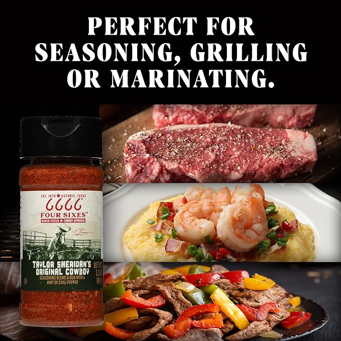 6666 Four Sixes Taylor Sheridan's Original Cowboy Seasoning 6 Ounce (Pack of 6)