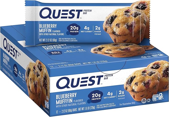 Quest Nutrition Blueberry Muffin (12 Count) and Lemon Cake (12 Count) Protein Bars Bundle High Protein Gluten Free