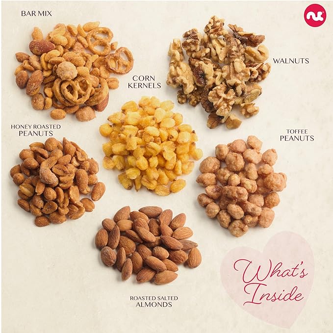 NUT CRAVINGS - Easter Mixed Nuts Heart Shaped Gift Basket Love in A Box (6 Assortments 2 LB) Ramadan Gifts Day Romantic Food Arrangement Healthy Snack Care Package Food Assortments