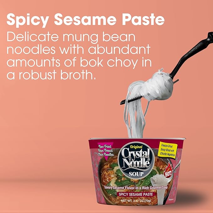 Crystal Noodle Spicy Sesame Paste Soup (Pack of 6 Cups) 2.47 OZ