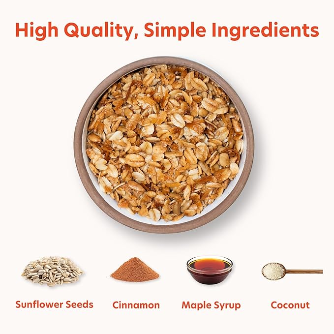 Virtue Foods Bulk Granola Original 5 lb Resealable Bag - Healthy Cereal Topping with Sunflower Seeds Cinnamon Maple Syrup Coconut Oil - Nut Free Gluten Free Soy Free Dairy Free Seed Oil Free V