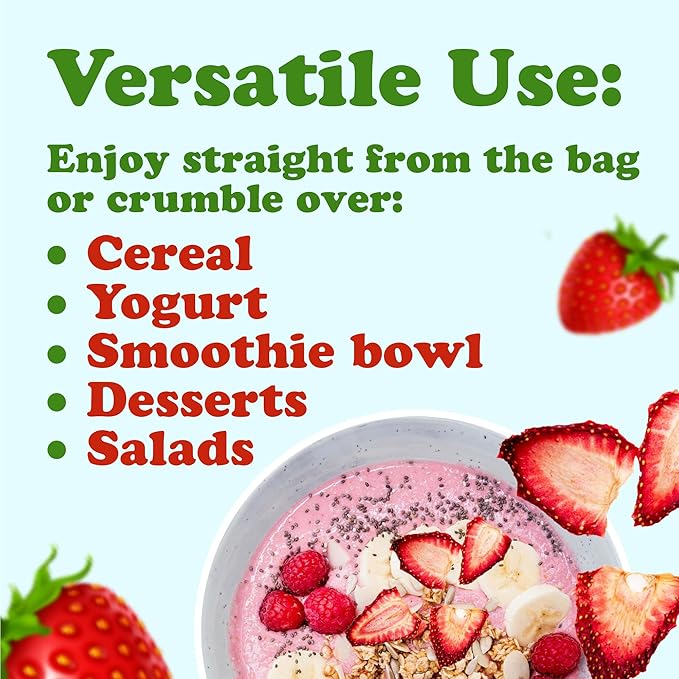 Food to Live Organic Freeze-Dried Strawberries 1 Pound – 100% Natural Berries No Sugar Added Vegan and Nutritious Snack – Perfect for Smoothies and Baking Non-GMO Kosher Bulk