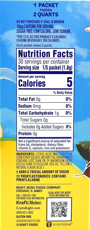 Crystal Light Lemon Iced Tea Drink Mix 12-Quart Canister (Pack of 5)