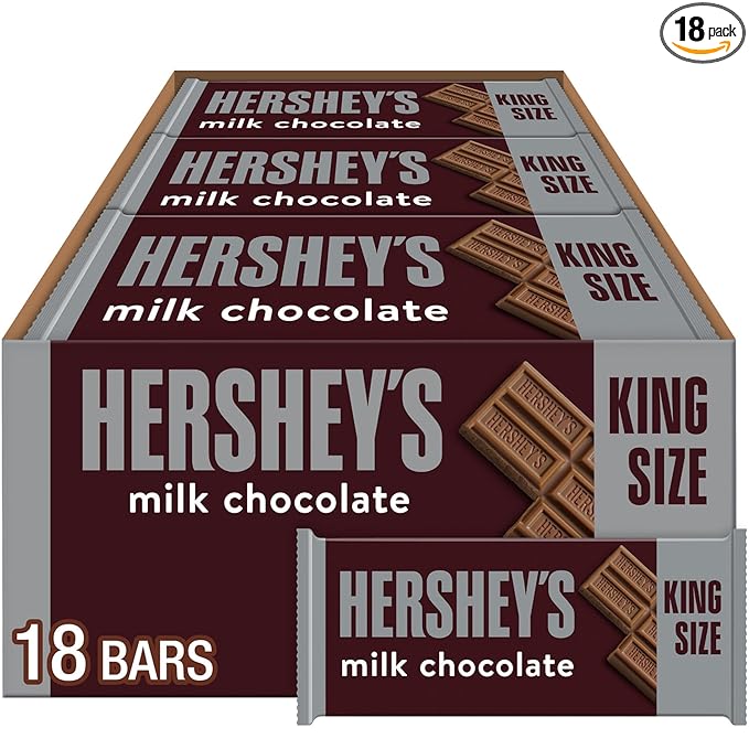 HERSHEY'S Milk Chocolate King Size Candy Bars 2.6 oz (18 Count)