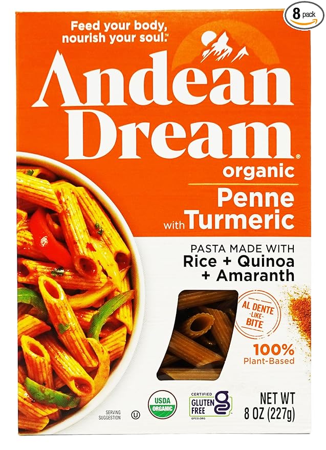 Andean Dream Organic Penne Pasta with Turmeric (8 Pack)