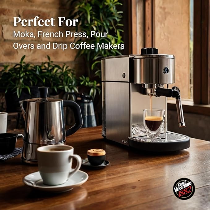 Caffe Vergnano Espresso Beans Large 2.2lb Bag - Medium Roast Arabica Robusta Coffee Beans Chocolate &amp Caramel Notes - Perfect for Expresso Machine Moka Pot French Press Drip Coffee Maker