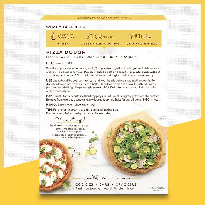 Simple Mills Almond Flour Cauliflower Pizza Dough Mix Gluten Free Made with whole foods 3 Count (Packaging May Vary)