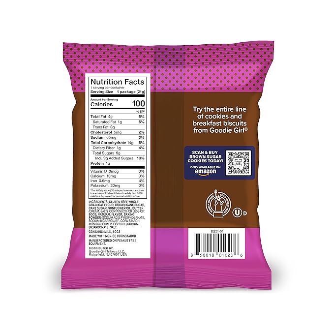 Goodie Girl Mini Brown Sugar Cookie Snack Packs | Gluten Free Peanut Free | 100 Calories (24 Pack)
