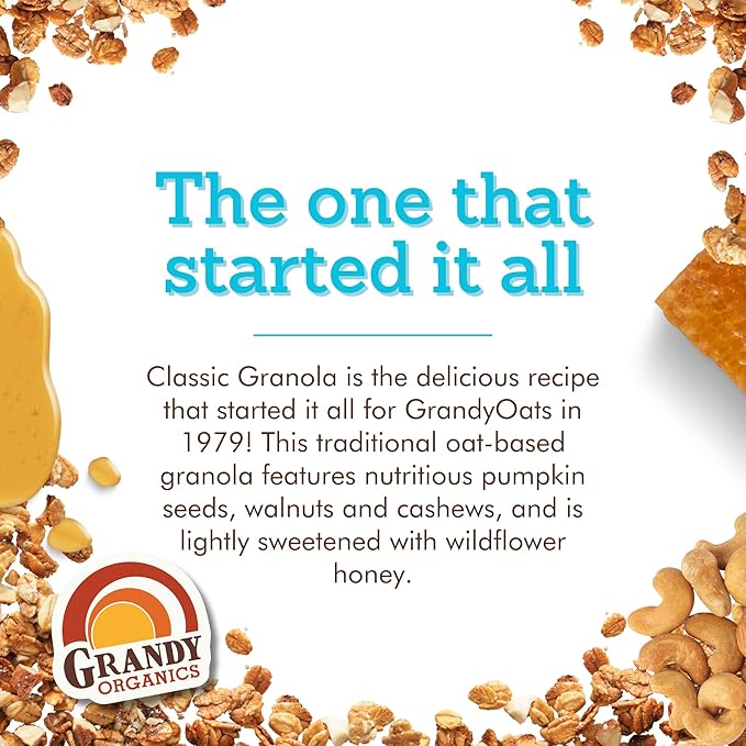 Grandy Organics 10lb Bulk Bag Organic Granola - Classic Granola with Organic Oats Pumpkin Seeds Walnuts &amp Cashews - Low Sugar Dairy Free High Protein Non-GMO &amp Kosher