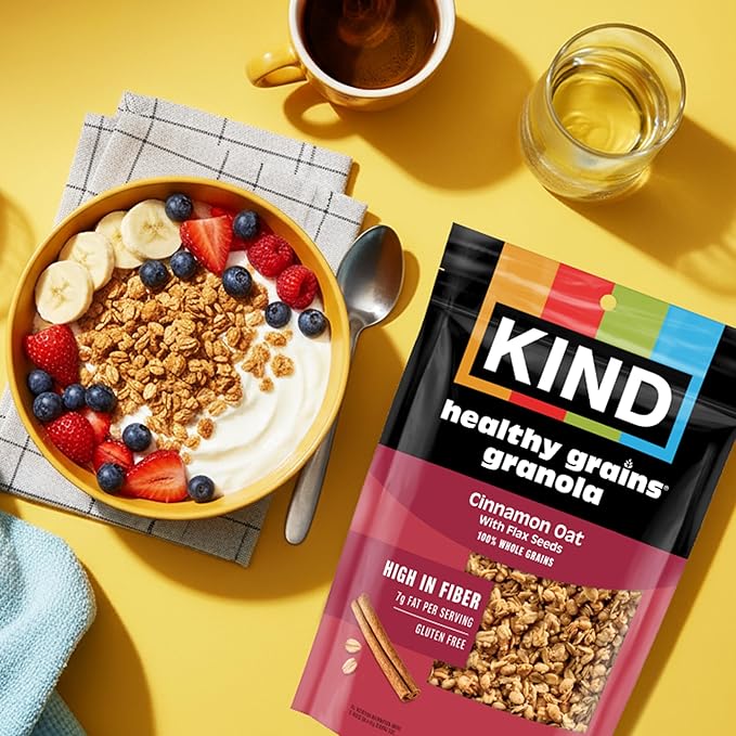 KIND Healthy Grains Granola Cinnamon Oat Clusters with Flax Seeds Healthy Snacks Gluten Free 100% Whole Grains 5g Protein 11oz 6 Count