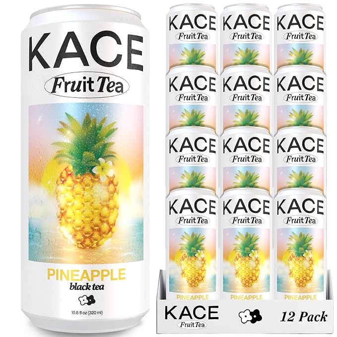 KACE Tea Pineapple Black Iced Tea 10.8 Fl Oz (Pack of 12) - All-Natural Cold Brew with Asian Pineapple 65mg Caffeine 320ml Can