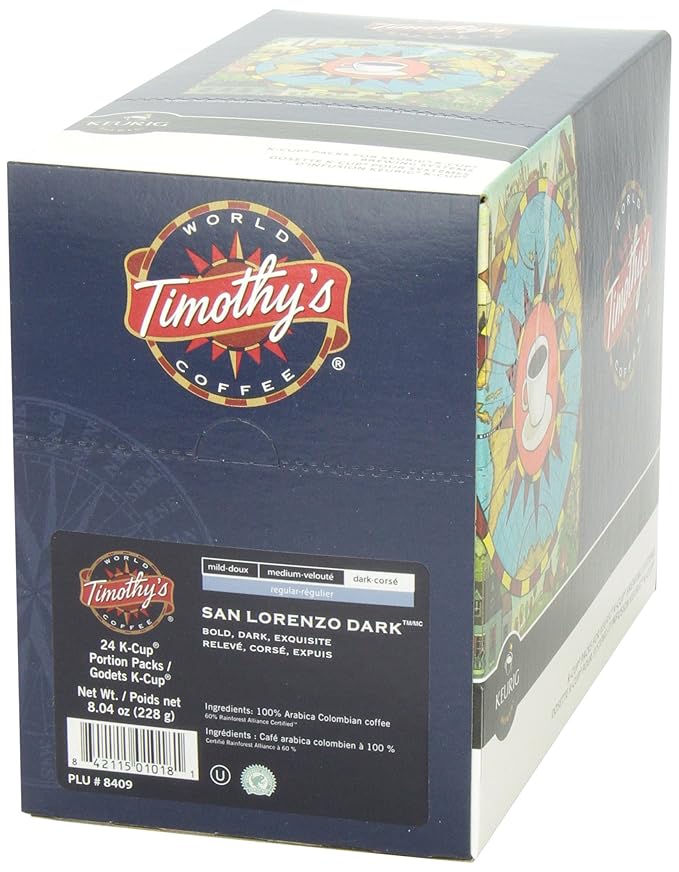 Timothy's World Coffee San Lorenzo Dark K-Cup Portion Pack for Keurig K-Cup Brewers 24-Count (Pack of 2)
