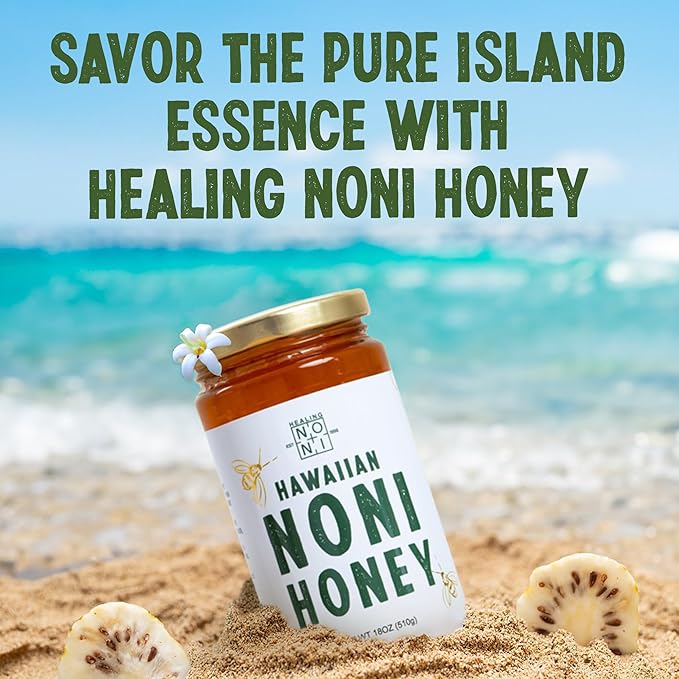 Healing Noni - Hawaiian Honey - All-Natural - 2-Pack Glass Jar 48oz
