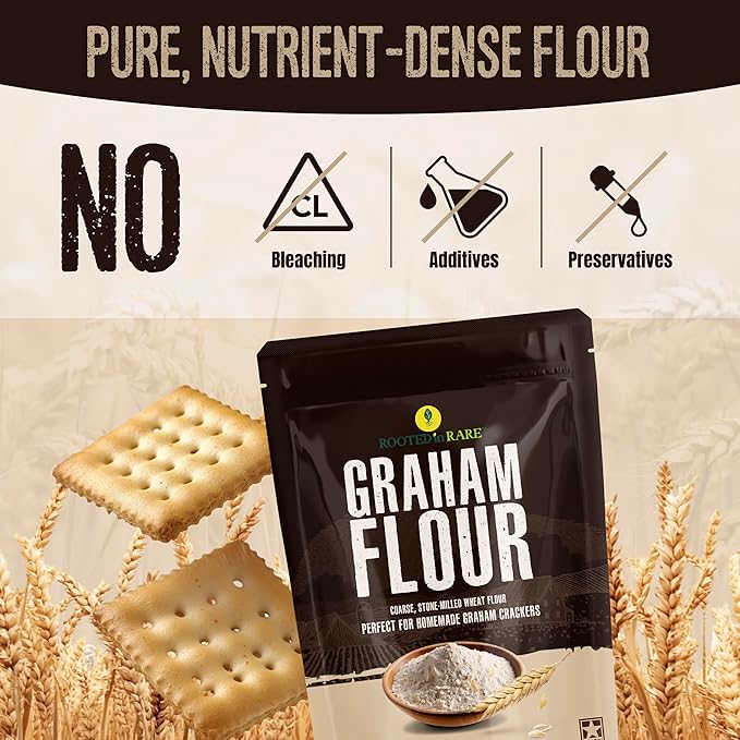 Graham Flour For Baking - 30 Ounce Bag - Product of USA - Stone Ground Whole Wheat Flour - Great for Homemade Graham Crackers or as Whole Wheat Bread