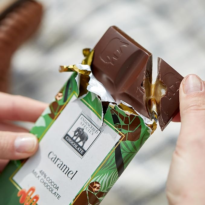 Endangered Species Chocolate Bar 3oz (12 Pack) (Natural 48% Cacao Milk Chocolate w/Caramel)