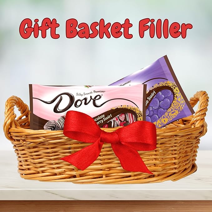 Sweetzo Dove Valentine's Day Chocolate Hearts Individually Wrapped Milk Dark and Strawberry Swirl 7.94 Ounces Each (Pack of 2) Full Size