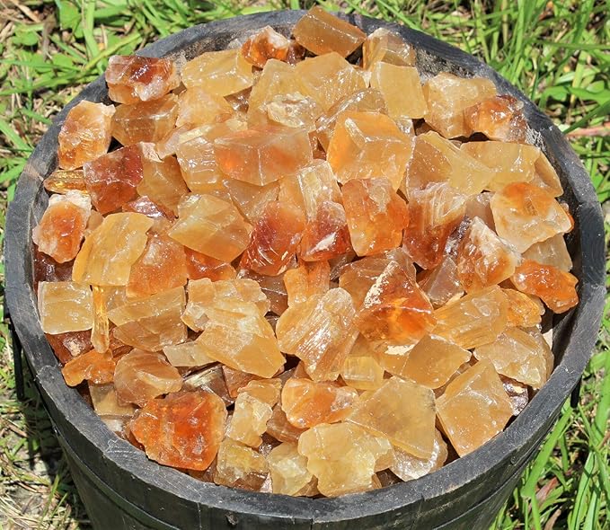 1/2 lb Bulk Lot Natural Rough Honey Calcite (Raw Crystal Caramel Calcite) 8 oz