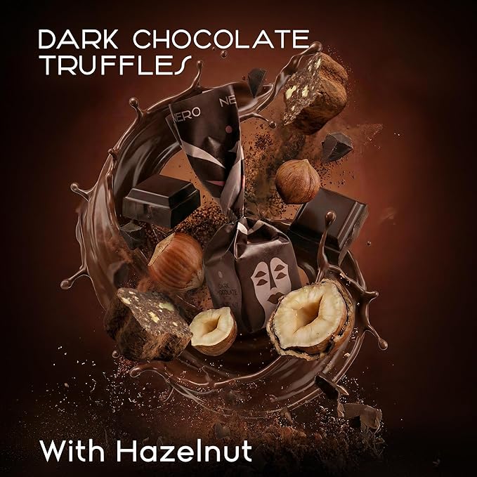 TartufLanghe Trifulot Dark Chocolate Truffles with Piedmont Hazelnuts - Crunchy Black Praline Gourmet Italian Truffle Candy Fancy Chocolate Gift Bag From Italy Dairy Free - 6.34 oz