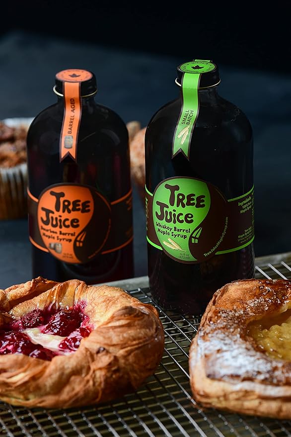 Tree Juice Bourbon Barrel Aged Maple Syrup | 100% Pure Grade A Maple Syrup | All Natural Non GMO Vegan Gluten Free Vegetarian Paleo | 12 Ounce Bottle