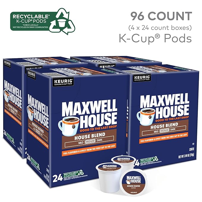 Maxwell House House Blend Coffee Keurig Single Serve K-Cup Pods 24 Pods Per Pack Case Of 4 Packs