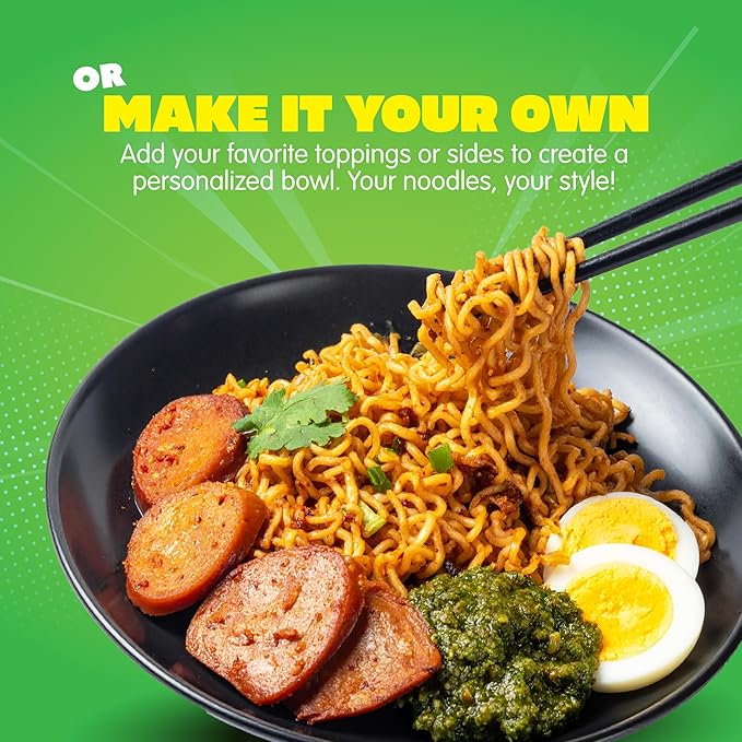 Mi Sedaap Instant Noodle Spicylicious Flavor Fried Noodles with Green Chili Sambal 3.03 oz (Pack of 40) Halal Spicy Beef Ramen Noodles Bulk
