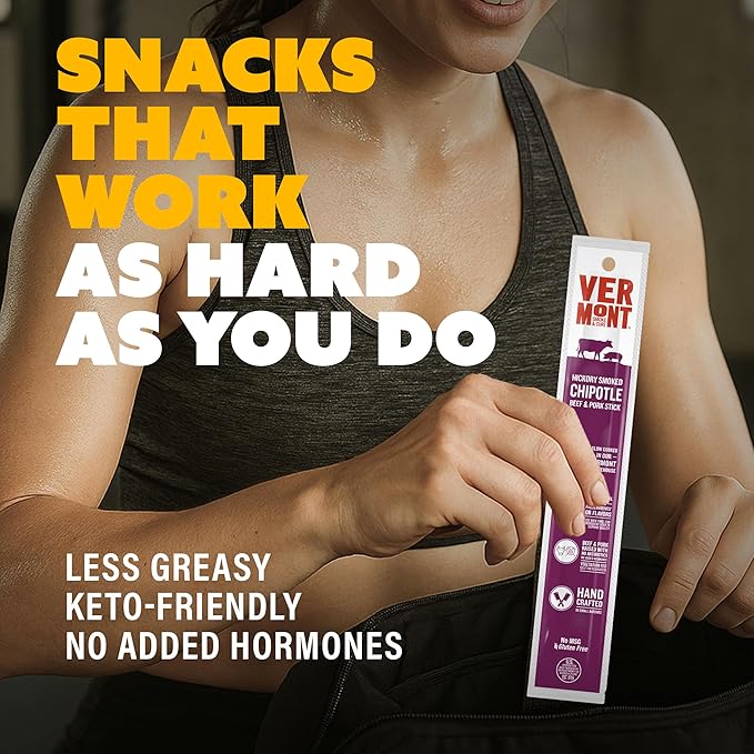 Snack Sticks by Vermont Smoke &amp Cure – Smoked Chipotle – Beef &amp Pork – Healthy Meat Protein – 1oz Jerky Stick – 24 count carton