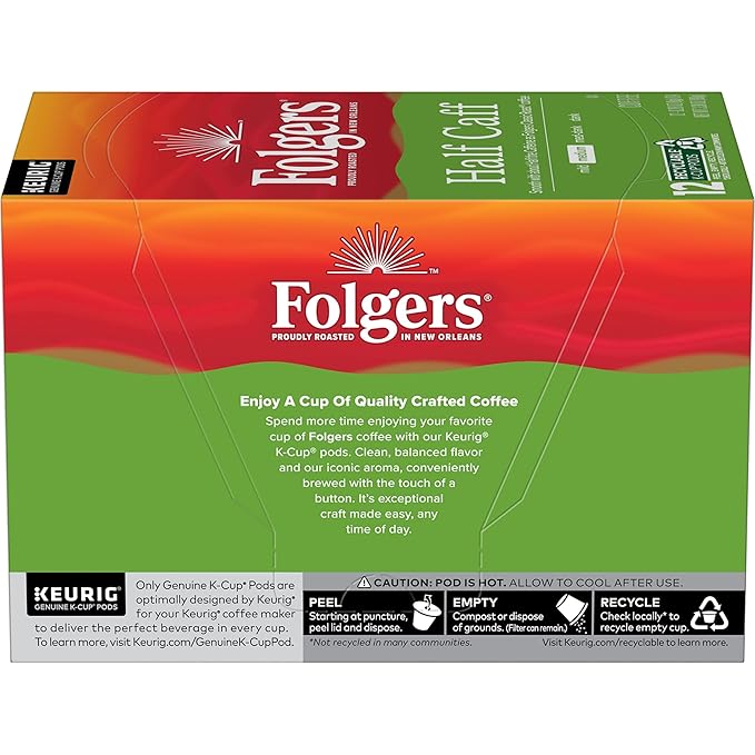 Folgers Half-Caff Medium Roast Coffee 72 Keurig K-Cup Pods