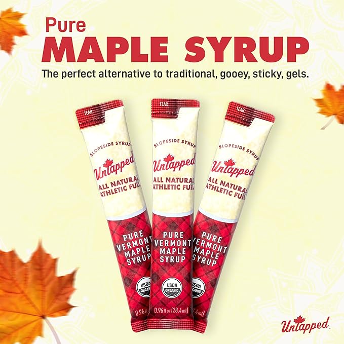 UnTapped Vermont Maple Syrup Packets for Athletes Box of 20-0.96 Fl Oz | Organic Pure Maple Syrup for Natural Endurance Energy | Fuel to Keep You Running Longer