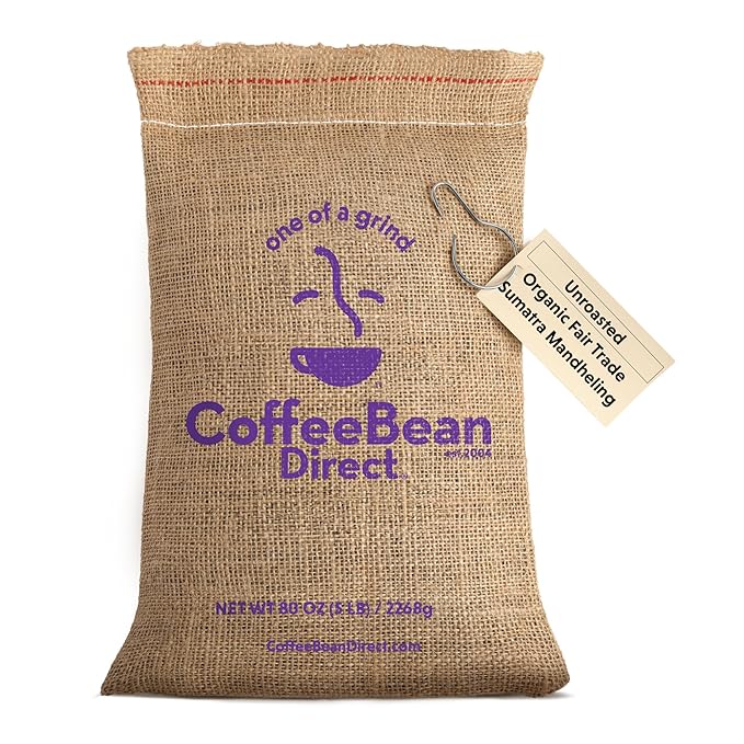 Coffee Bean Direct Unroasted Organic Fair Trade Sumatra Mandheling 5 Pound (Pack of 1)