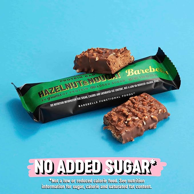 Barebells Protein Bars Hazelnut &amp Nougat - 12 Count Pack of 2 - Protein Snacks with 20g of High Protein - Chocolate Protein Bar with 1g of Total Sugars - On The Go Protein Snack &amp Breakfast B