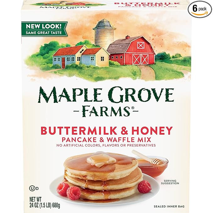 Maple Grove Farms Pancake &amp Waffle Mix Buttermilk &amp Honey 24 Ounce (Pack Of 6)