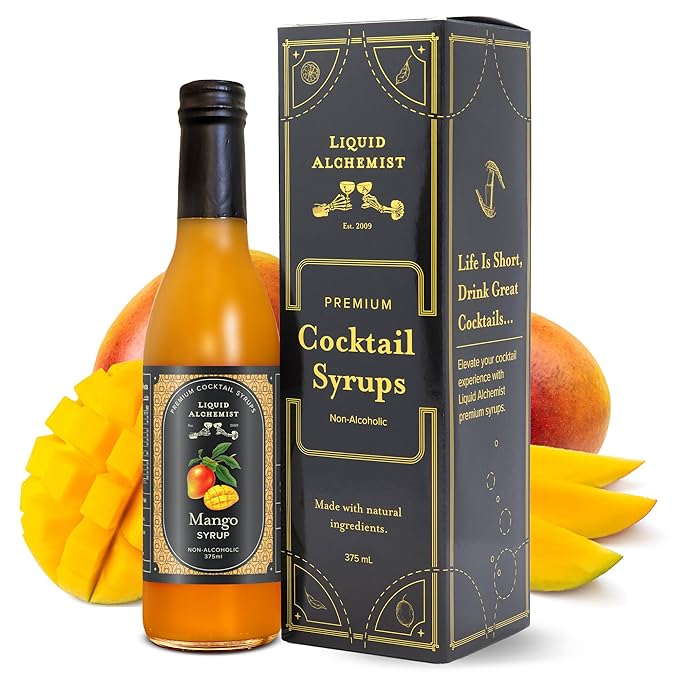 Liquid Alchemist Mango Syrup for Drinks - Real Ingredients Make our Mango Puree for Cocktails the Perfect Margarita Mix - Our Tropical Flavoring Syrup is Non-GMO &amp Vegan (12.7 oz)
